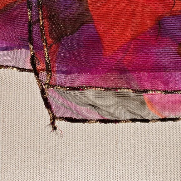 Oscar De La Renta Studio Sheer Floral Scarf with Metallic Thread Detail 64"x13" - Picture 4 of 6